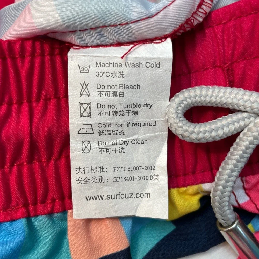 SurfCuz Womens Board Shorts Multi Color Geometric Block Swim Shorts‎ Size 28 NEW